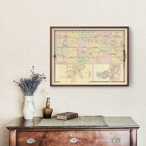 Vintage Map of Waushara County, Wisconsin 1878