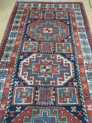 3 '4" X 10' Vintage Handmade Turkish Kazak Caucasian Wool Runner Rug Red Nice