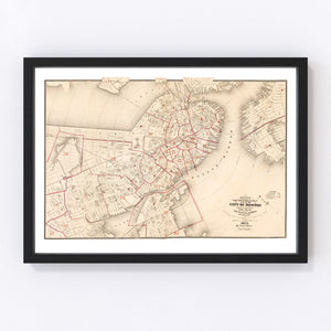 Vintage Map of Boston, Massachusetts 1874