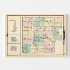 Vintage Map of Marquette County, Wisconsin 1878