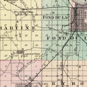 Vintage Map of Fond Du Lac County, Wisconsin 1878