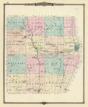 Vintage Map of Sheboygan County, Wisconsin 1878