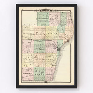 Vintage Map of Manitowoc County, Wisconsin 1878