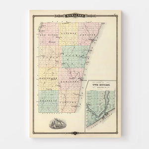 Vintage Map of Kewaunee County, Wisconsin 1878