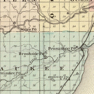 Vintage Map of Oconto County, Wisconsin 1878