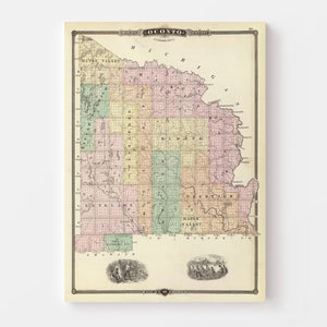 Vintage Map of Oconto County, Wisconsin 1878