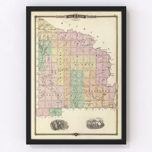 Vintage Map of Oconto County, Wisconsin 1878