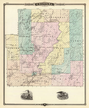 Vintage Map of Chippewa County, Wisconsin 1878