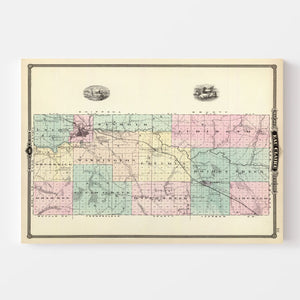 Vintage Map of Eau Claire County, Wisconsin 1878