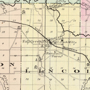 Vintage Map of Eau Claire County, Wisconsin 1878