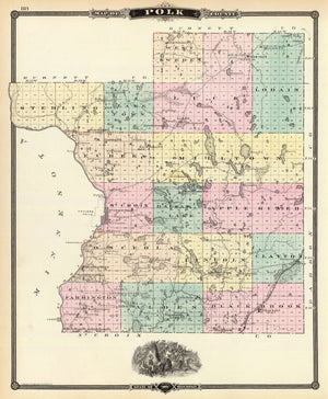Vintage Map of Polk County, Wisconsin 1878