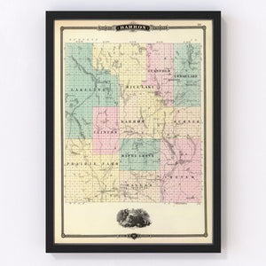 Vintage Map of Barron County, Wisconsin 1878