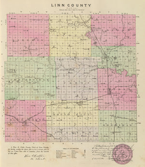 Vintage Map of Linn County, Kansas 1887