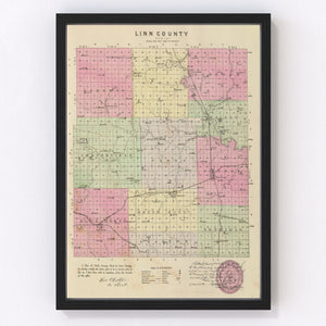 Vintage Map of Linn County, Kansas 1887