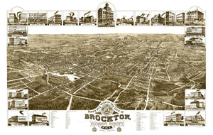 Vintage Map of Brockton, Massachusetts 1882