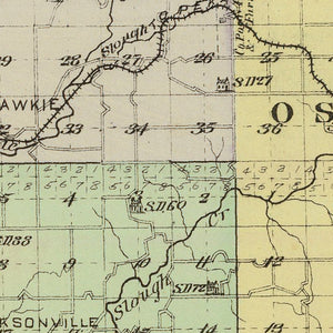 Vintage Map of Jefferson County, Kansas 1887