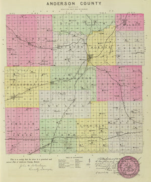 Vintage Map of Anderson County, Kansas 1887