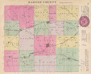Vintage Map of Harper County, Kansas 1887