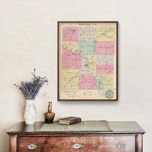 Vintage Map of Coffey County, Kansas 1887