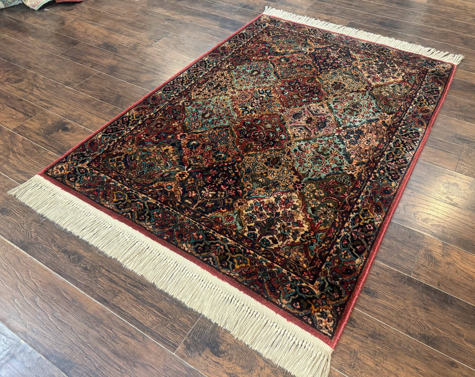 Karastan Rug 4x6, Multicolor Panel Kirman #717, Wool Original 700 Series Vintage