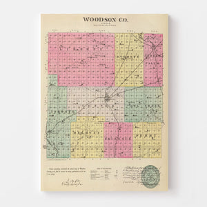 Vintage Map of Woodson County, Kansas 1887