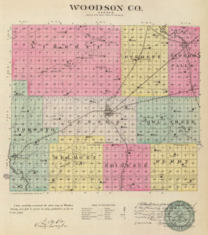Vintage Map of Woodson County, Kansas 1887