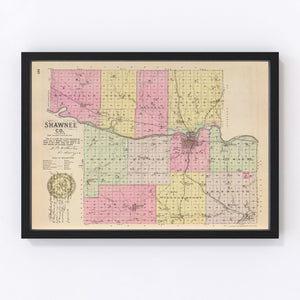 Vintage Map of Shawnee County, Kansas 1887