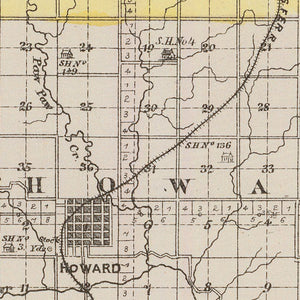 Vintage Map of Elk County, Kansas 1887