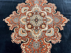 Karastan Rug 10x13, Karastan Ebony Kirman Rug, Room SIzed Wool Pile Vintage Karastan Carpet, Belgium Power Loomed Rug, Black Semi Open Field
