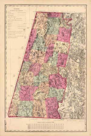 Vintage Map of Berkshire County, Massachusetts 1871