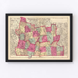 Vintage Map of Hampshire  County, Massachusetts 1871