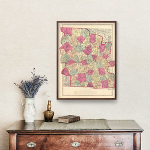 Vintage Map of Worcester County, Massachusetts 1871