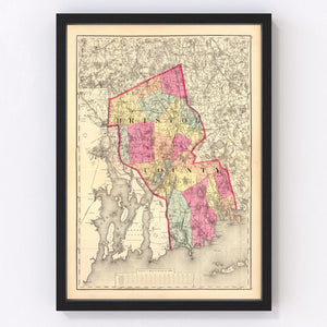 Vintage Map of Bristol County, Massachusetts 1871