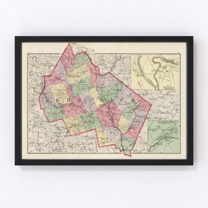 Vintage Map of Merrimack County, New Hampshire 1877