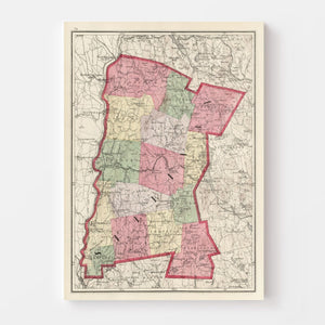 Vintage Map of Sullivan County, New Hampshire 1877