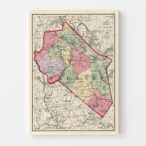 Vintage Map of Belknap County, New Hampshire 1877