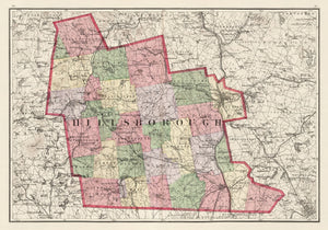 Vintage Map of Hillsborough County, New Hampshire 1877
