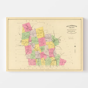 Vintage Map of Hillsborough County, New Hampshire 1892