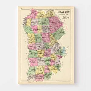 Vintage Map of Grafton County, New Hampshire 1892