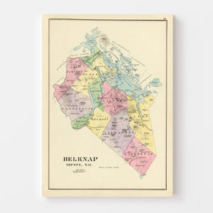 Vintage Map of Belknap County, New Hampshire 1892