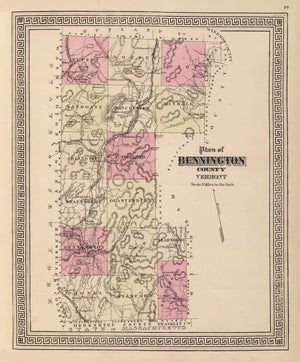 Vintage Map of Bennington County, Vermont 1876