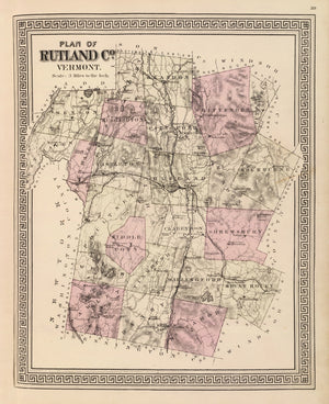 Vintage Map of Rutland County, Vermont 1876