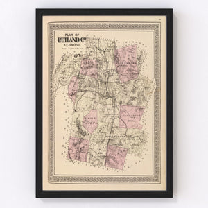 Vintage Map of Rutland County, Vermont 1876