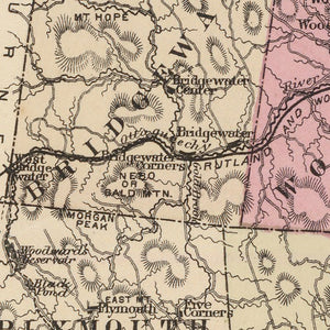 Vintage Map of Windsor County, Vermont 1876