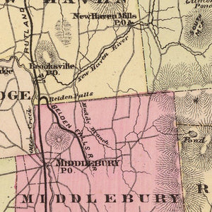 Vintage Map of Addison County, Vermont 1876
