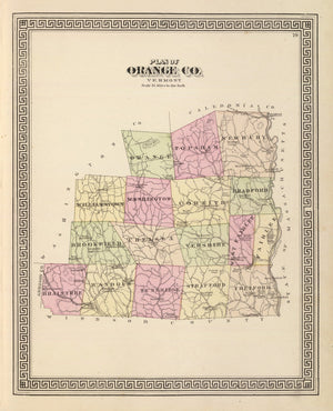 Vintage Map of Orange County, Vermont 1876