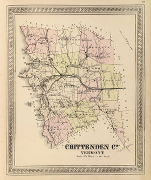 Vintage Map of Chittenden County, Vermont 1876