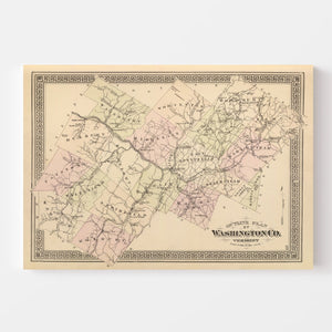 Vintage Map of Washington County, Vermont 1876