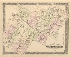Vintage Map of Washington County, Vermont 1876