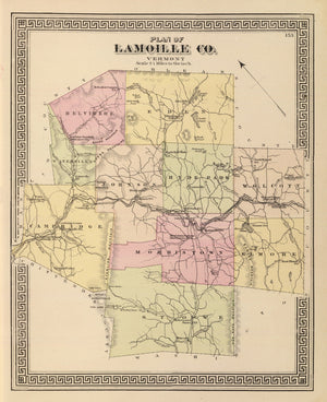 Vintage Map of Lamoille County, Vermont 1876